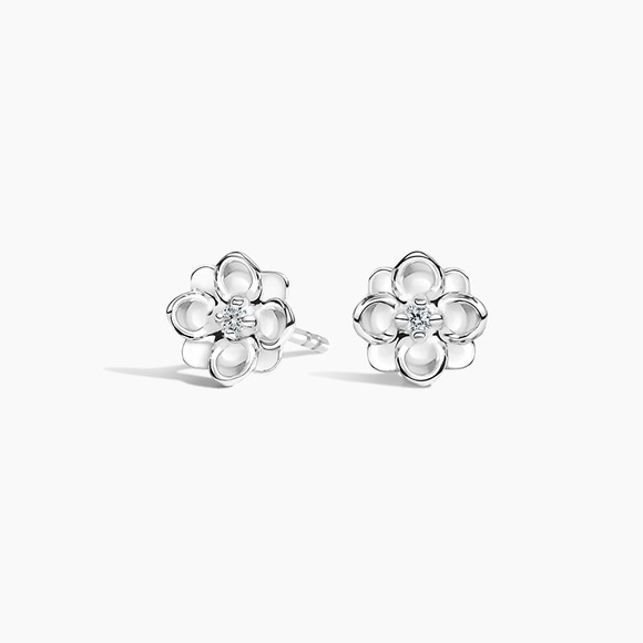 Brilliant Earth Silver Magnolia Diamond Earrings - Picture 3 of 5